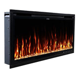 Modern Ember Aerus Slim 36 Inch Smart Linear Electric Fireplace | Recessed in-Wall or Wall-Mount | LED Multiple Flame Colors | Alexa/WiFi Enabled | 4.25” Profile | Remote Included Modern Ember