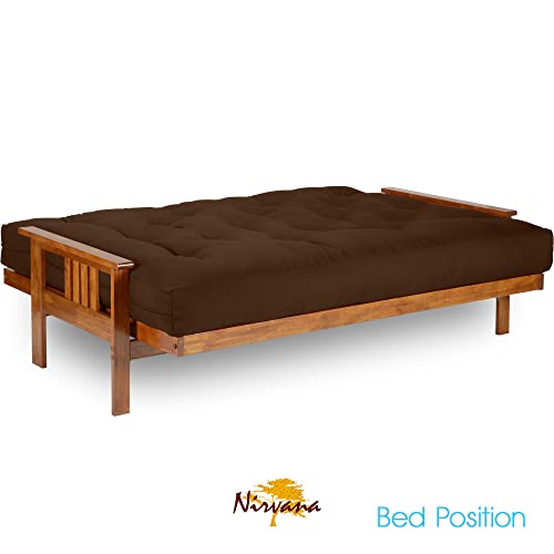 Nirvana Futons Stanford Futon Set - Full Size, Frame, 8" Mattress, Microfiber Sussex Fudge Cover Nirvana Futons