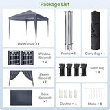 Driftalia 10x10 Pop Up Canopy with Sidewalls, Outdoor Instant Canopy Tent with Carry Bag for Commercial Events, Camping, Backyard Parties - Dark Grey Driftalia