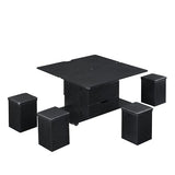 Christopher Knight Home Lucid Wooden Lift Top Coffee Table with Hidden Storage and 4 Stools, Center Table for Living Room with Compartment/Drawer, Multifunctional Table with Casters, Black Christopher Knight Home