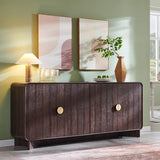 IFGET Modern Buffet Cabinet with Storage, 70" Large Sideboard Buffet Storage Cabinet with 4 Doors and Adjustable Shleves, Wooden Curved Coffee Bar for Dining Room, Kitchen, Living Room, Brown IFGET