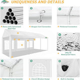 COBIZI 10x20FT Party Tent Heavy Duty for Parties Outdoor Gazebo White Event Shelter Wedding Canopy, BBQ Commercial with Removable Sidewall Windows, Powder Coating (Better Than Galvanized) COBIZI