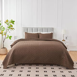 U-NICE HOME 3-Piece Quilt Set Full/Queen Size for All Season with Pillow Shams, Reversible Bedspread/Coverlet/Bedding Decor-Soft, Lightweight, Chocolate U-NICE HOME