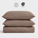 EVERGRACEHOME Cotton Coverlet Set King Size 3 Pieces, Lightweight Soft Ribbed Matelassé Bedspread Quilt Set, Cozy Oversized Quilted Bedding Set with 2 Pillow Shams for All Seasons, Mocha Brown EVERGRACEHOME