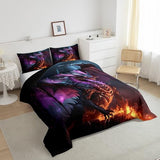 Erosebridal 3D Dragon Bedding Set King Magical Wildlife Comforter Set, Wild Animal Bedding Comforter Sets Gradient Lightning Down Comforter, Glowing Fire Duvet Insert Boys Girls Funny Home Decoratives Erosebridal