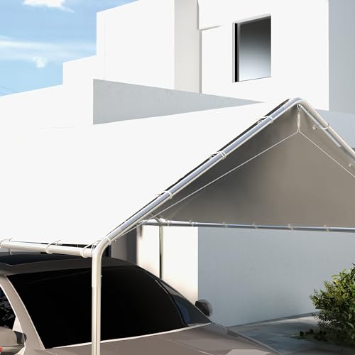 Outsunny 10' x 20' Carport Replacement Top Canopy Cover, UV Resistant and Water Resistant Car Port Portable Garage Tent Cover with Ball Bungee Cords, Outsunny