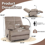 Chizzyseat Manual Oversized Recliner Chair for Heavy Duty Adults 400lbs Extra Wide Recliner with Phone Holder Big Man Recliners for Living Room Bedroom Nursery RV Brown