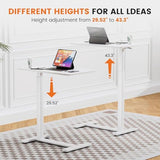 Sweetcrispy Overbed Bedside Table with Wheels, Adjustable Hospital & Home Use Bed Rolling Laptop Table, Mobile Standing Desk, White Sweetcrispy