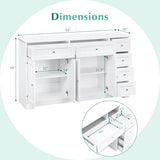 Giantex Large Buffet Cabinet with Storage, 59” Kitchen Cabinet with 4 Doors, 6 Drawers & 2 Adjustable Shelves, Modern Sideboard for Living Room, Coffee Bar, White Giantex