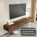 XXHOFTPJZ Floating TV Stand, Solid Wood Media Console Wall Mounted, Floating Entertainment Center with Storage Cabinet, Floating Fireplace TV Stand for Living Room and Bedroom (Walnut, 62.99in) XXHOFTPJZ