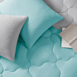 Comfort Spaces Vixie Reversible Comforter Set - Trendy Casual Geometric Quilted Cover, All Season Down Alternative Cozy Bedding, Matching Sham, Aqua/Gray, Full/Queen 3 piece Comfort Spaces