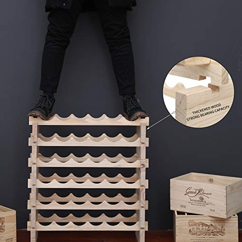 fdjamy Wine Rack Solid Wood Stackable Storage Wooden Wine Rack Wine Cabinet (60 Bottles, Natural Color) fdjamy