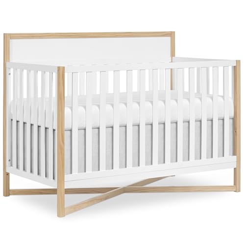 Dream On Me Owen 5-in-1 Convertible Crib, Vintage White Oak