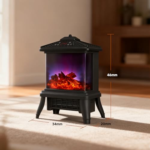 18-inch Freestanding Electric Fireplace, Equipped with 1500W/1650W Electric Wood Fireplace Flame Effect, Featuring Realistic Flames, 3-Second Quick Heating, Remote Control, and Adjustable Lighting SheerAIRE