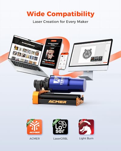 ACMER M4 Laser Rotary Roller, 360° Y-Axis Rotary Attachment for Laser Engraver, 3–150mm Adjustable Engraving Space, for Cylindrical Objects, Rings, Compatible with Most Laser Engravers ACMER