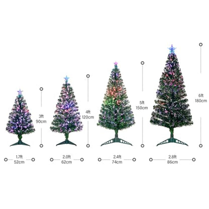 5FT Fiber Optic Green Christmas Tree Artificial Tree with Stand,Pre-lit Full Xmas Tree with Top Star Perfect for Indoor Holiday Decoration