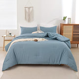 ROSGONIA Dusty Blue Comforter Set Queen, 3pcs(1 Boho Blue Comforter & 2 Pillowcases) All Season Soft Bedding Lightweight Bedspread Blanket Quilt ROSGONIA