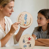 Beach Embroidery Kits for Beginners Adults, Coastal Hand Embroidery Set Needlepoint Kits, Stamped Cross Stitch Kits for Beginners Adults, 2 Embroidery Hoops, Fabric, Thread (Attached Video Tutorial)