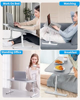 SAIJI Leather Lap Desk Laptop Bed Tray Table, Adjustable Laptop Stand for Bed, Portable Lightweight Standing Desk for Writing Eating Reading Couch Sofa Floor for Adults Kids (20.5"*11.8",Gray) SAIJI