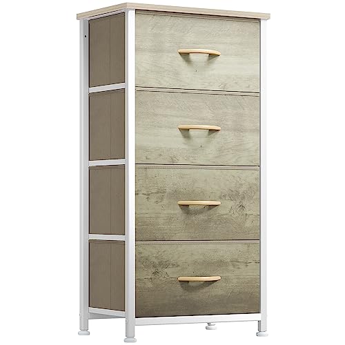 YITAHOME Dresser with 4 Drawers - Fabric Storage Tower, Organizer Unit for Bedroom, Hallway, Hallway, Closets - Sturdy Steel Frame, Wooden Top & Easy YITAHOME