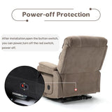 JIKFRIMA Power Lift Recliners Chairs for Elderly Adults Lay Flat Recliner with Heat & Massage, Wireless Charging Device, USB Ports, Cup Holder, Lumbar Pillow, 400Lbs（Velvet Fibric,Light Brown）