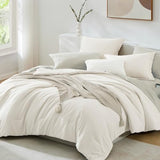 WRENSONGE Queen Comforter Set - 7 Pieces White Soft Bed in a Bag Queen with Fitted Sheet, Flat Sheet, 2 Pillow Shams, and 2 Pillowcases- Warm Bedding Sets for All Season WRENSONGE