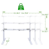 Fromann Dual Motor Standing Desk Frame 3 Tier Legs Sit Stand up Electric Height Adjustable Desk Base for Home and Office (White) Fromann