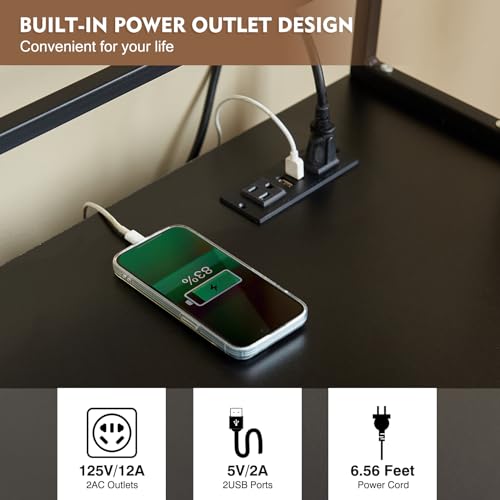 JanflyHome Cat Litter Box Enclosure with Power Outlet, 60'' Large Double Hidden Cat Litter Box Furniture with Shelf, Indoor Cat House Furniture with Cat Scratching Pad for 2 Cats, Vintage Brown… JanflyHome