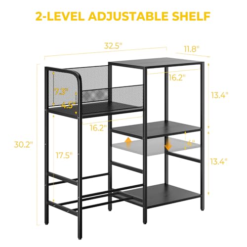 Record Player Stand with LED Light, Turntable Stand with Vinyl Storage - Up to 300+ Albums, 3-Tier Record Player Table Cabinet, Adjustable Shelf & V-Shaped Holder, Vinyl Display Shelf for Living Room Nidouillet