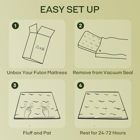 ZonLi Japanese Floor Futon Mattress Twin Size 75"x 39", 100% Cotton Cover 2.5'' Thicken Tatami Mattress, Foldable Sleeping Pad, Portable Dormitory Tatami Mat, Roll Up Floor Lounger Bed for Adult ZonLi