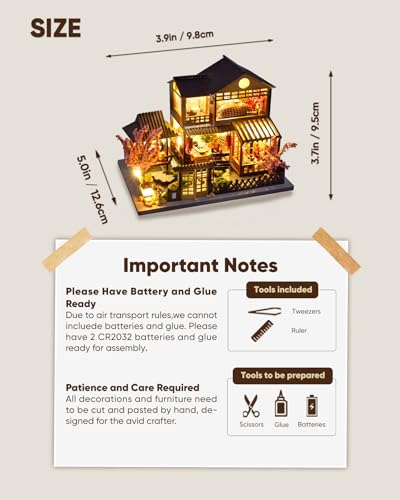 DIY Miniature House Kit, Mini House Kit for Beginners, DIY Dollhouse Kit for Adults to Build, Model Building Craft Diorama Kit, Ideal Gifts for Mothers Day Birthday Christmas(Japanese Garden House)