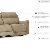 Signature Design by Ashley Next-Gen DuraPella Faux Leather Zero Wall Power Reclining Sofa with USB, Beige Sand Signature Design by Ashley