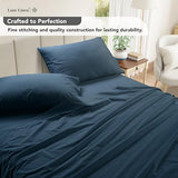 LANE LINEN 100% Cotton Twin Sheet Set – Pre-Washed Cooling Sheets in Soft Percale Weave for Restful Sleep, Fade Resistant Everyday Comfort, Fully Elasticized 15” Deep Pocket, No Pill – Estate Blue LANE LINEN