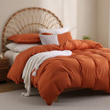 JSD Burnt Orange Duvet Cover Set Twin Size, 2 Piece Microfiber Kids Duvet Cover with Pillow Sham, Zipper Closure, Comforter Not Included JSD