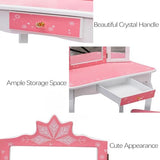 GAOMON Kids Vanity, Girls Vanity Table with Tri-Folding Mirror,Stool & Drawer, 2 in 1 Wooden Princess Makeup Desk Dressing Table, Toddler GAOMON
