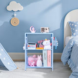Gugsey Sky Blue Kids Nightstand, Small Nightstand for Bedroom, End Table with Hooks and Holder, Toddler Bedside Table, Desk Organizer for Office, Small Desk for Living Room, Dorm (Sky Blue) Gugsey