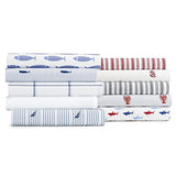 Nautica - Twin Sheets, Cotton Percale Bedding Set, Crisp & Cool, Fully Elasticized, Ideal Dorm Essentials (Plot Blue, Twin) Nautica