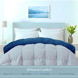 ROYALE LINENS Reversible Comforter - Twin Size Duvet Insert - All Season Soft Quilted Comforters with 8 Corner Tabs - Down Alternative Bedding Comforter - Duvet Insert (Navy/Silver, Twin 64"x84") ROYALE LINENS