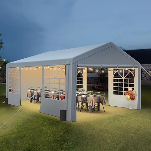 HOWSVN 13'x20' Party Tent Heavy Duty, Large Event Tent with Removable Sidewalls & 4 Sand Bags for Outdoor Events, Weddings, Parties HOWSVN