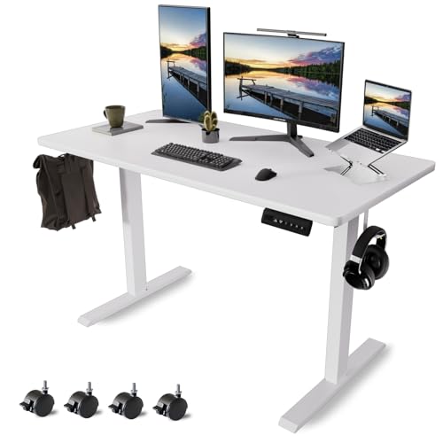 Whole Piece Standing Desk with Wheels Adjustable Height- Mobile Stand up Desk with Lockable Casters, Portable Sit Stand Desks Electric for Home & Office Workstation iWkstation