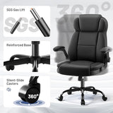 AreShark Ergonomic Office Chair with High Back Headrest, PU Leather Executive Desk Chair - Padded Flip-Up Armrests, Lumbar Support, Swivel Computer Chair for Home Office & Gaming, Black AreShark