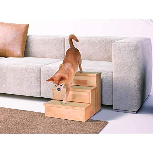 TRIXIE Indoor Wooden 3-Step Pet Stairs with Storage Compartments for Pet Toys, Natural TRIXIE