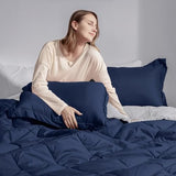 Basic Beyond Queen Comforter Set - Navy Blue Comforter Set Queen Size, Reversible Bed Comforter Queen Set for All Seasons, Navy/Grey, 1 Comforter (88"x92") and 2 Pillow Shams (20"x26"+2") Basic Beyond