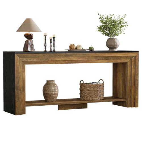 Tribesigns 70.9-Inch Long Console Table, Farmhouse Narrow Wooden Sofa Table with Storage, 2-Tier Behind The Couch for Living Room, Entryway, Hallway, Foye Tribesigns