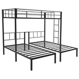 TURRIDU Metal Triple Bunk Bed for 3, Twin Over Twin Over Twin Bunk Beds with Built-in Ladders, Separates into 3 Twin Beds for Teens, Adults, No Box Spring Needed, Black TURRIDU