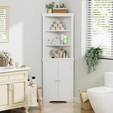 Flamaker Corner Cabinet, Corner Shelf with 2 Barn Doors and 3 Shelves, Freestanding Storage Cabinet with Adjustable Dividers for Bathroom, Living Flamaker