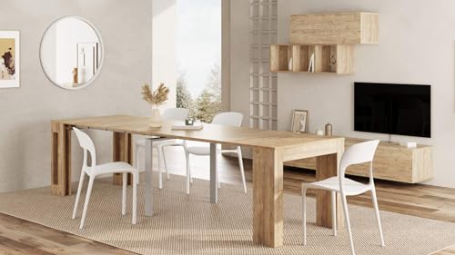 Mobili Fiver, Easy, Extendable Console Table with Extension Leaves Holder, Oak, Made in Italy Mobili Fiver