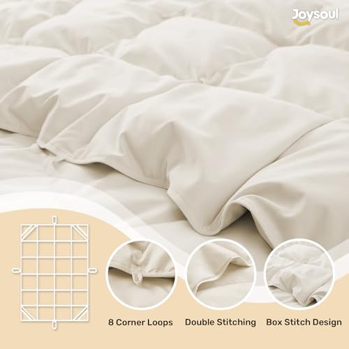 Joysoul Goose Feathers Fiber Comforter - Lightweight Ultra Soft Fabric Cover Breathable White Down Feather Fill, Twin Size Duvet Insert (68" X 88") Joysoul