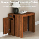 AH AXIOS HMOE Extendable Dining Room Table with Storage for 10-12, Folding Console Table with Outlet - Space Saving Dining Table for Apartments Homes Kitchen (Brown) AH AXIOS HMOE