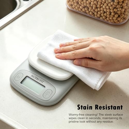 Food Scale Digital Kitchen Scale Weight Grams and Ounces of NUTRI FIT, Portable & Accurate Scale for Cooking Baking Jewelry Coffee Postage, Stylish Compact Design, Max 11lb 0.5g Increment, Smart Tare